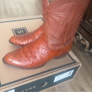 Tecovas Men's Tan Ostrich Western Boots